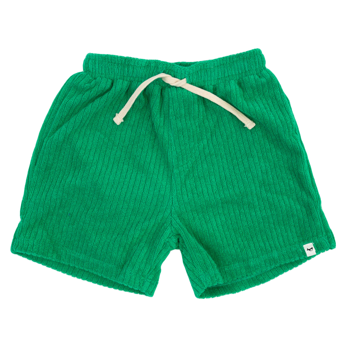 oh baby! Cotton Terry Boys Track Shorts - Grass Stripe