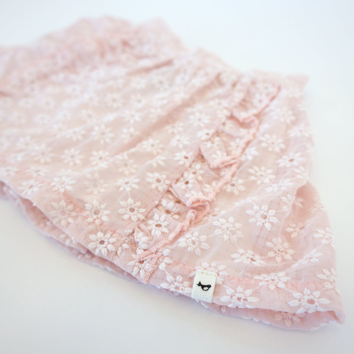 oh baby! Millie Skirt - Embroidered Daisies - Pale Pink