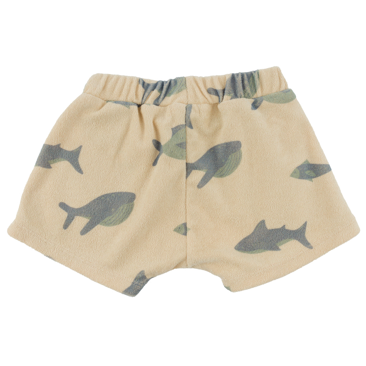 oh baby! Terry Jamie Short - Fish Print - Buff - Back