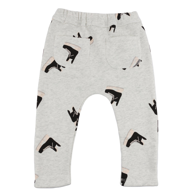 oh baby! Brooklyn Jogger Pants - Hockey Skate Print - Heather Gray - Back