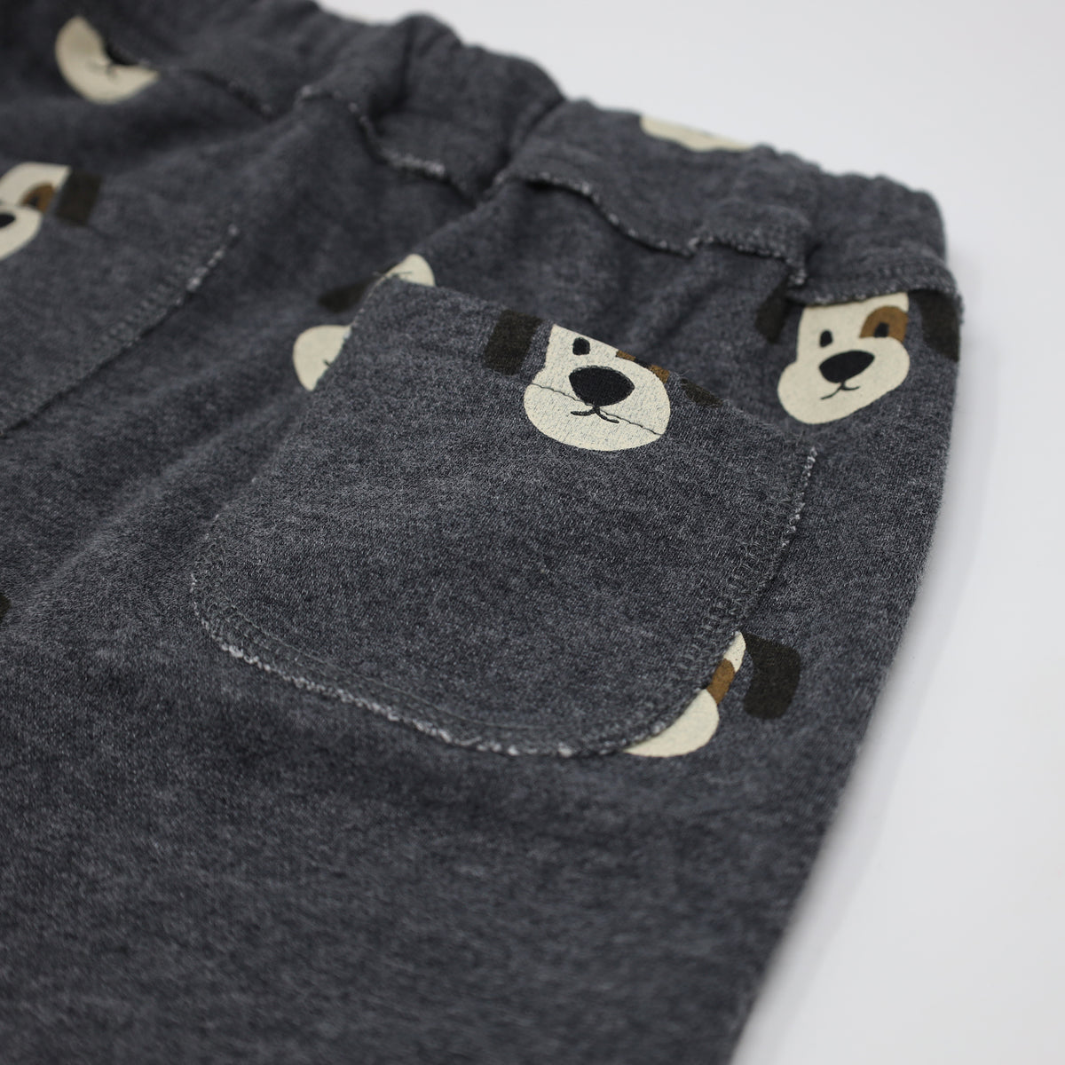 oh baby! Brooklyn Jogger with Puppy Faces Print - Charcoal Pepper