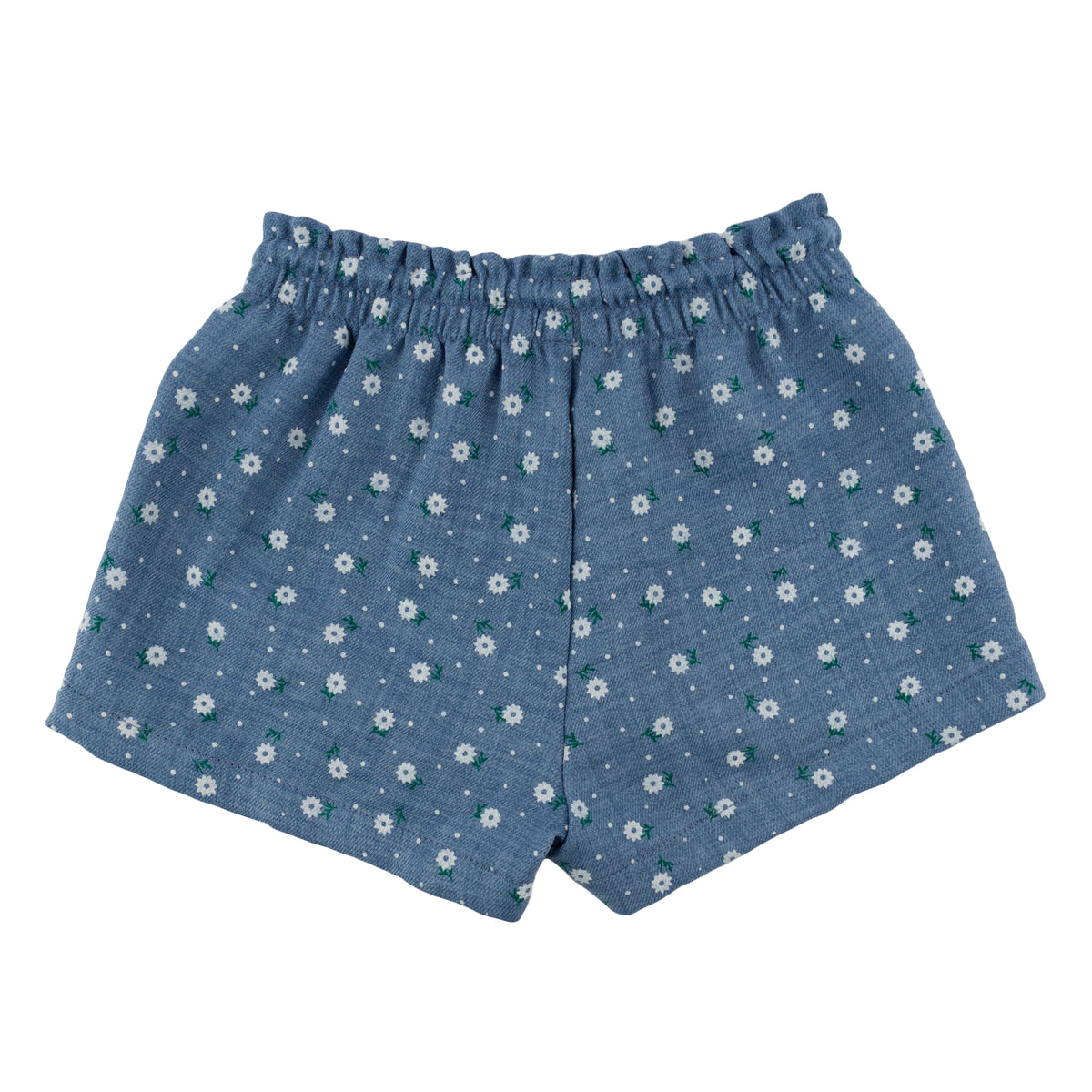 oh baby! Libby Pocket Short - Sunbursts Flower Print - Denim - Back