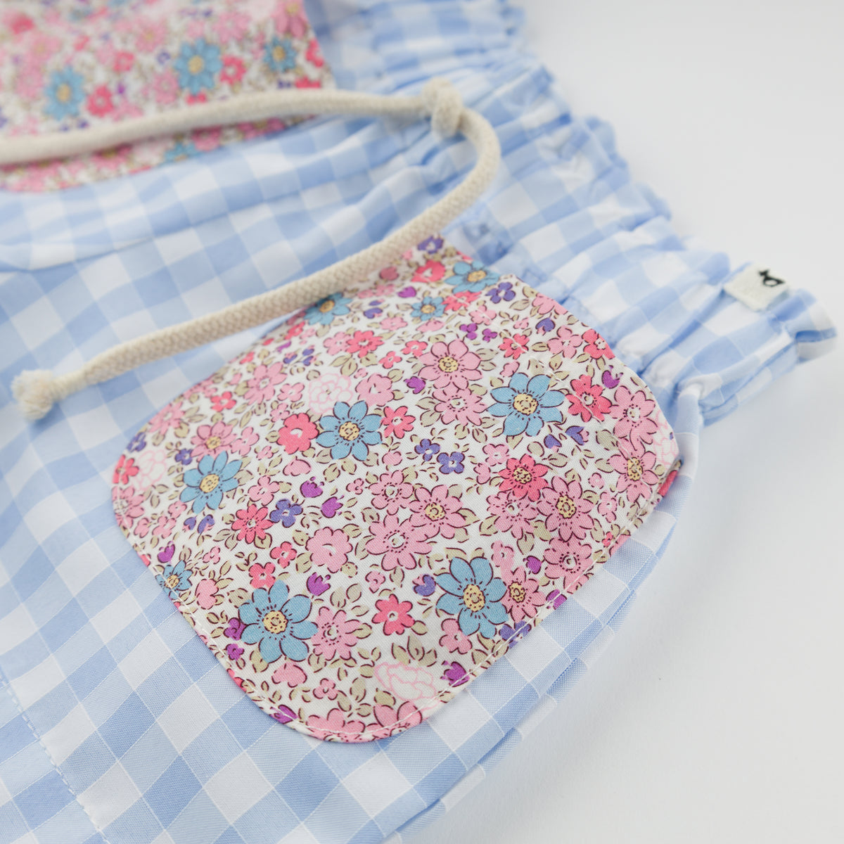 oh baby! Libby Floral Pocket Short - Blue Berry Checks - Pockets