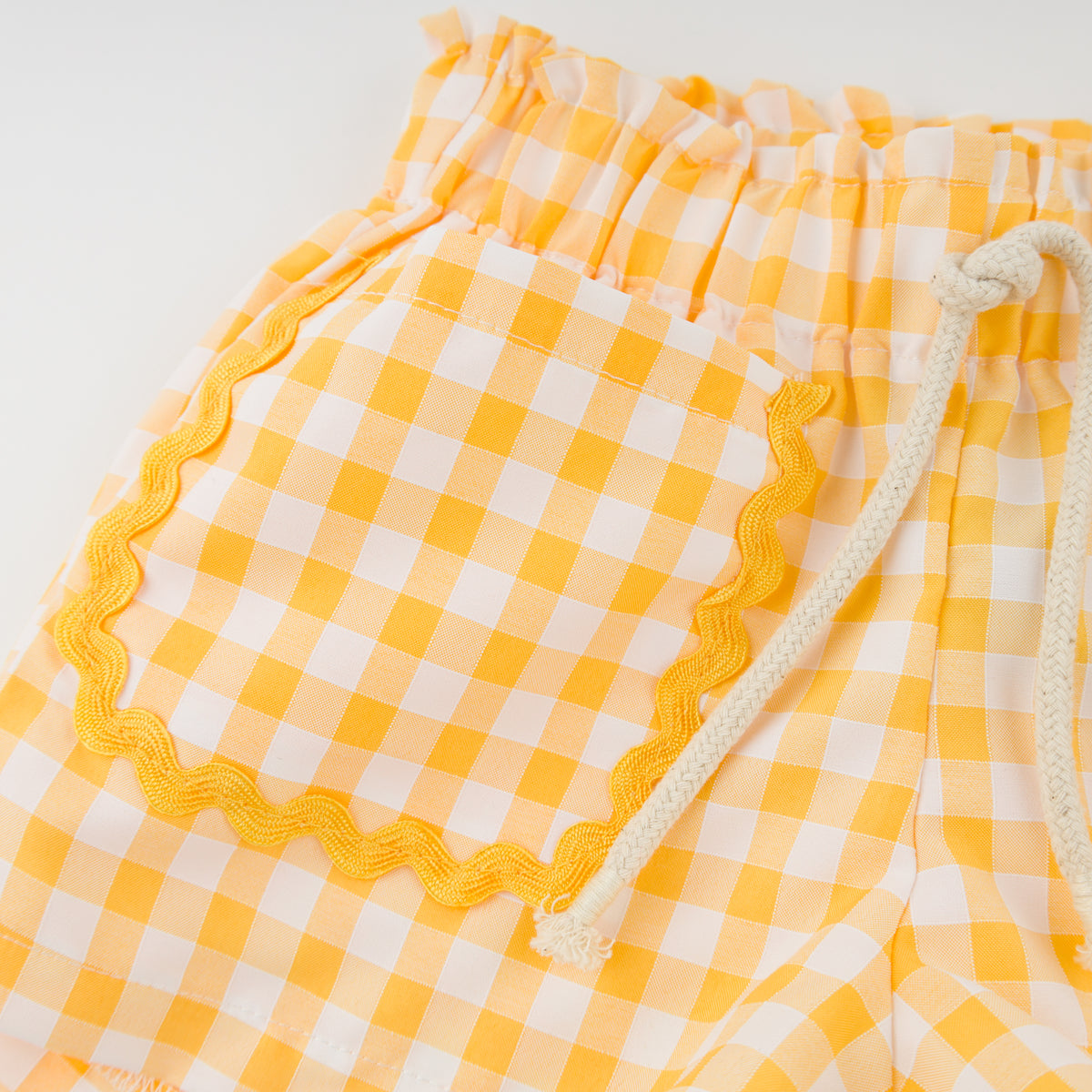 oh baby! Libby Pocket Short - Checks - Lemon