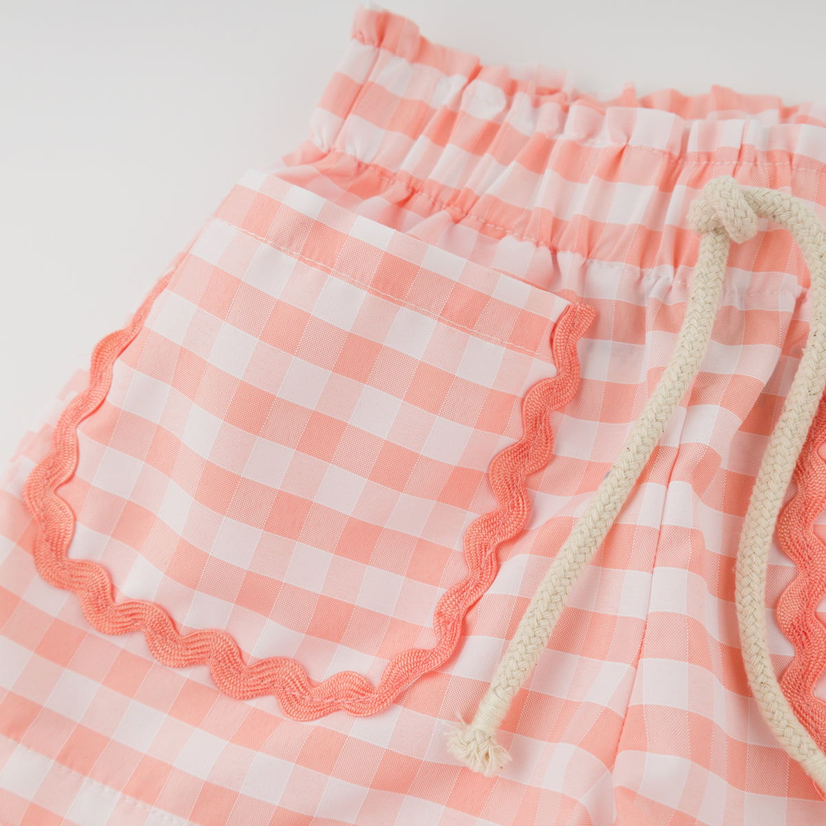 oh baby! Libby Pocket Short - Checks - Peach