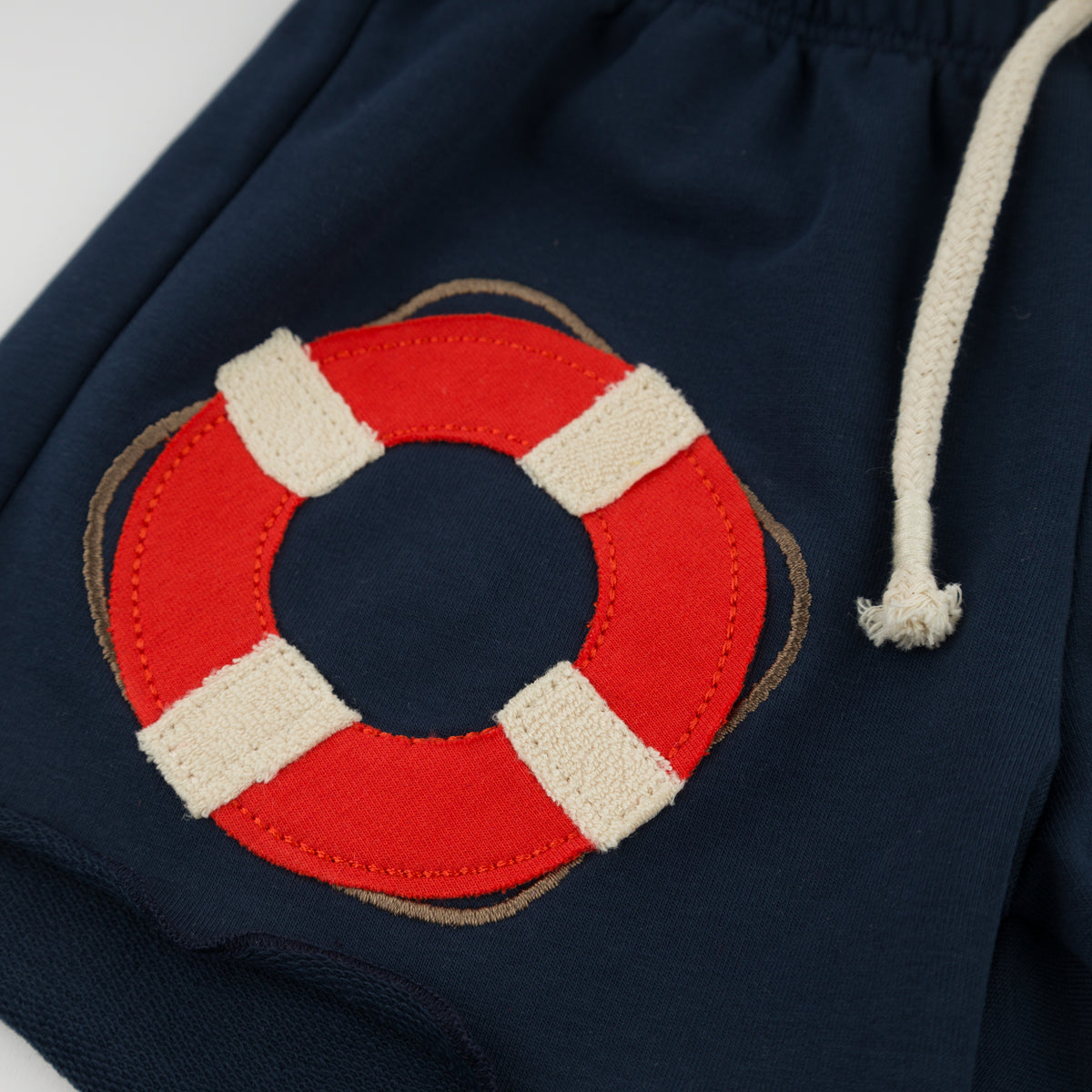 oh baby! Charlie Short - Life Ring Applique - Navy - Applique Close Up