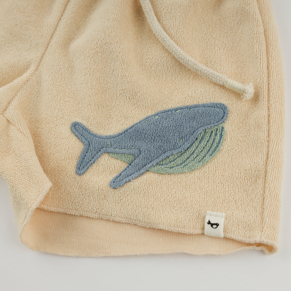 oh baby! Charlie Short - Whale Applique - Buff - Close Up