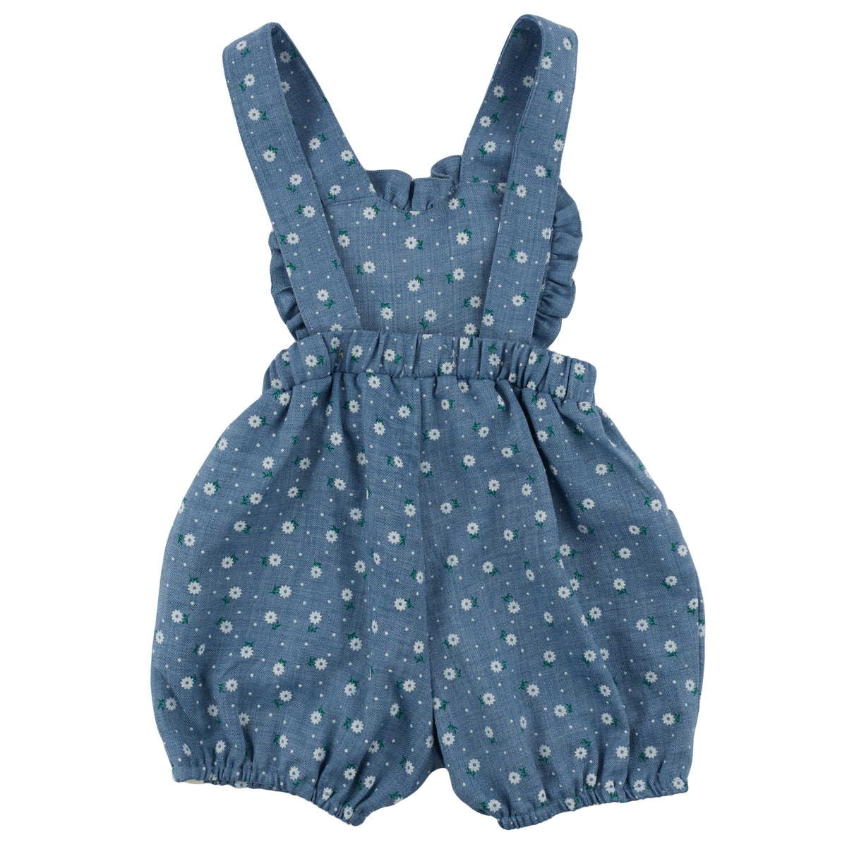 oh baby! Darling Romper - Sunburst Flower Print - Denim - Back