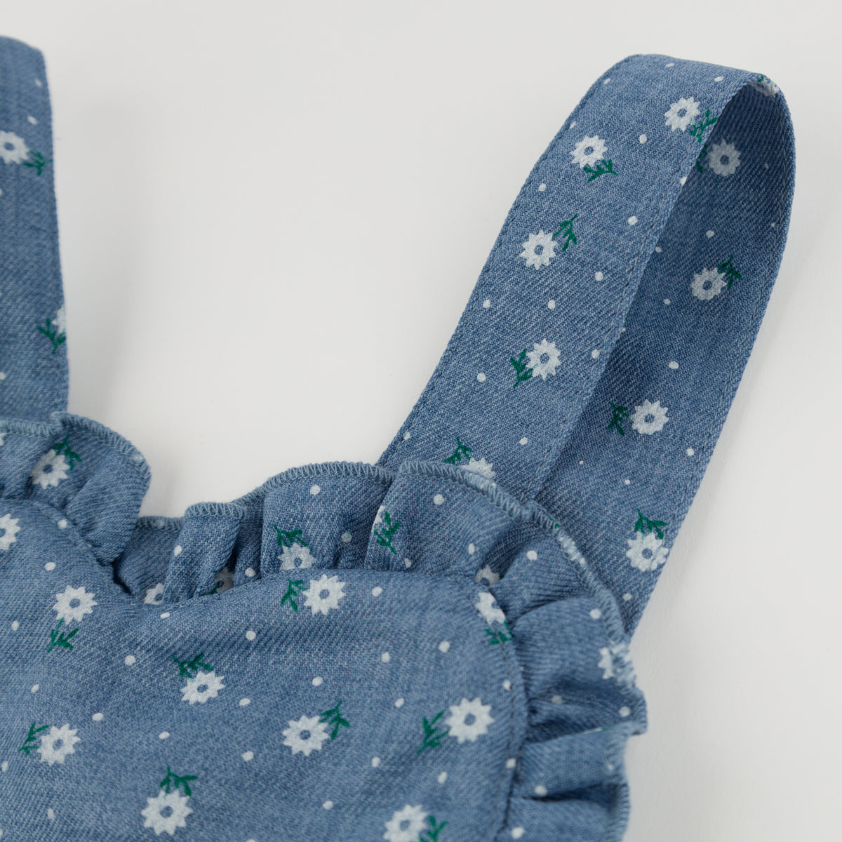 oh baby! Darling Romper - Sunburst Flower Print - Denim - Close