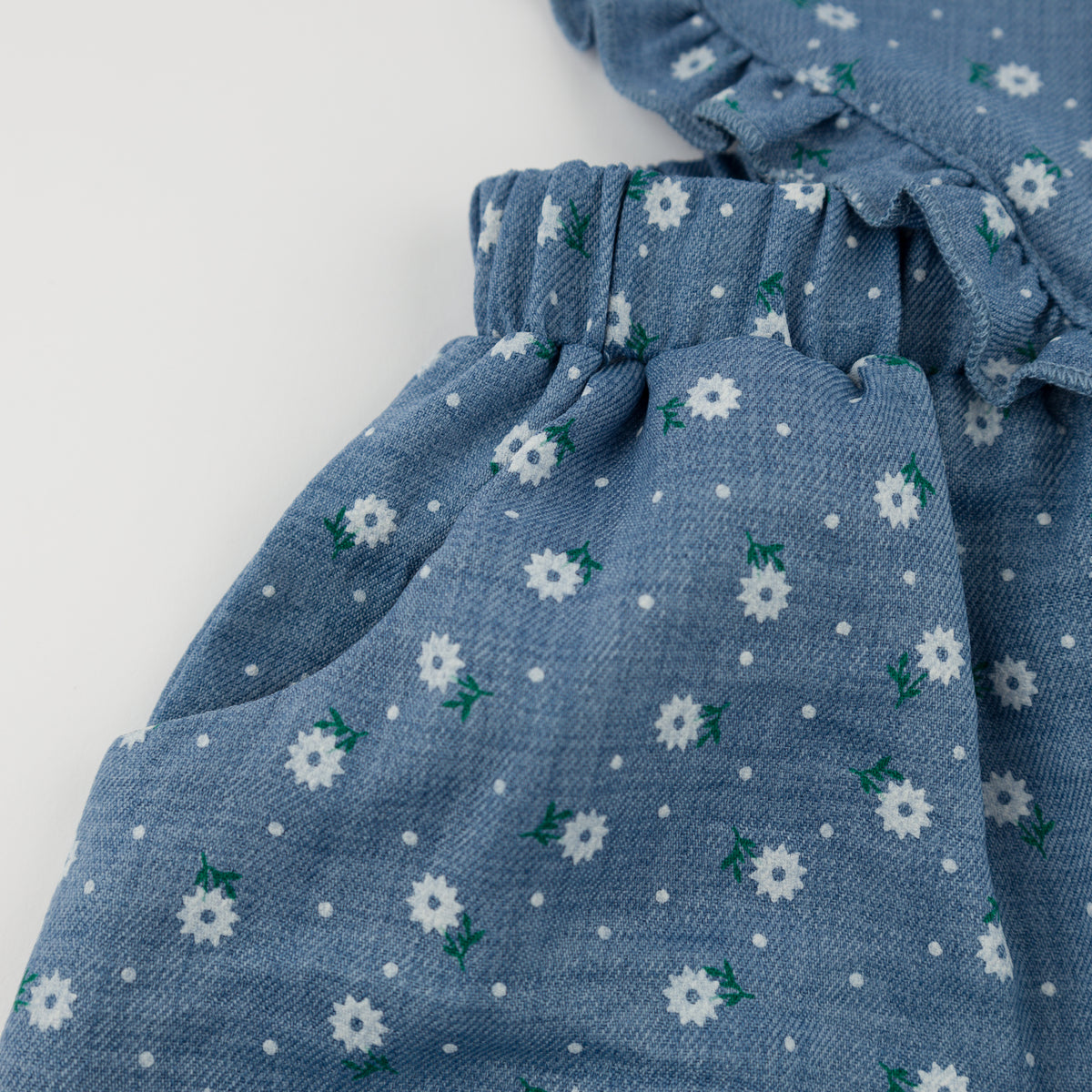 oh baby! Darling Romper - Sunburst Flower Print - Denim - Waist