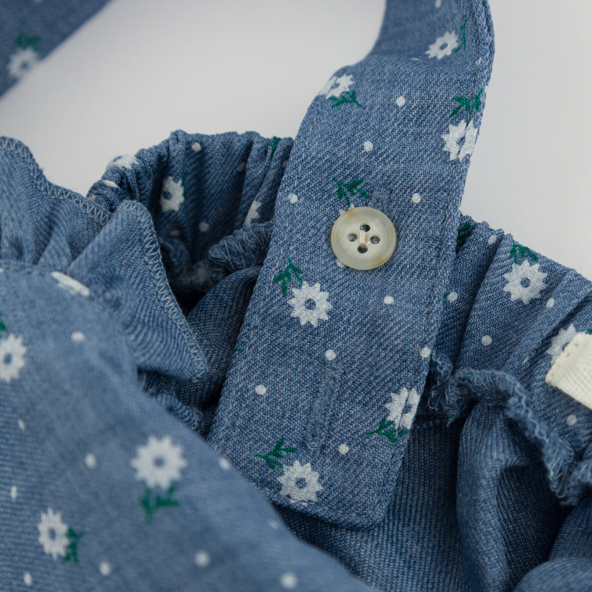 oh baby! Darling Skirtall - Sunburst Flower Print - Denim - Button