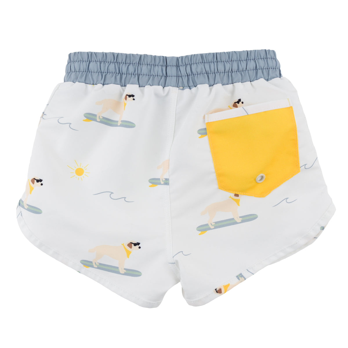 oh baby! Malibu Board Shorts - Surfing Dog Print - Oyster - Back