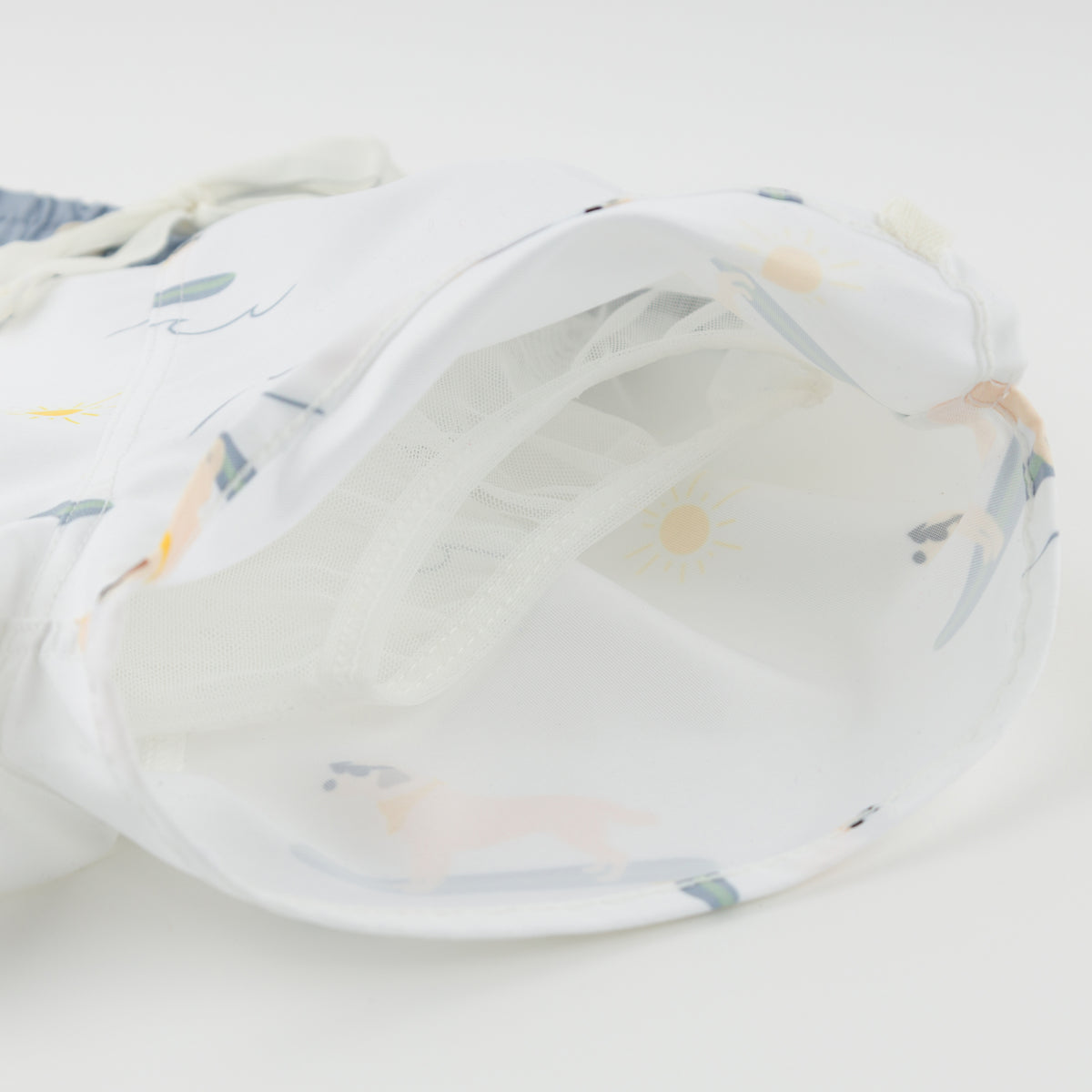 oh baby! Malibu Board Shorts - Surfing Dog Print - Oyster - Lining