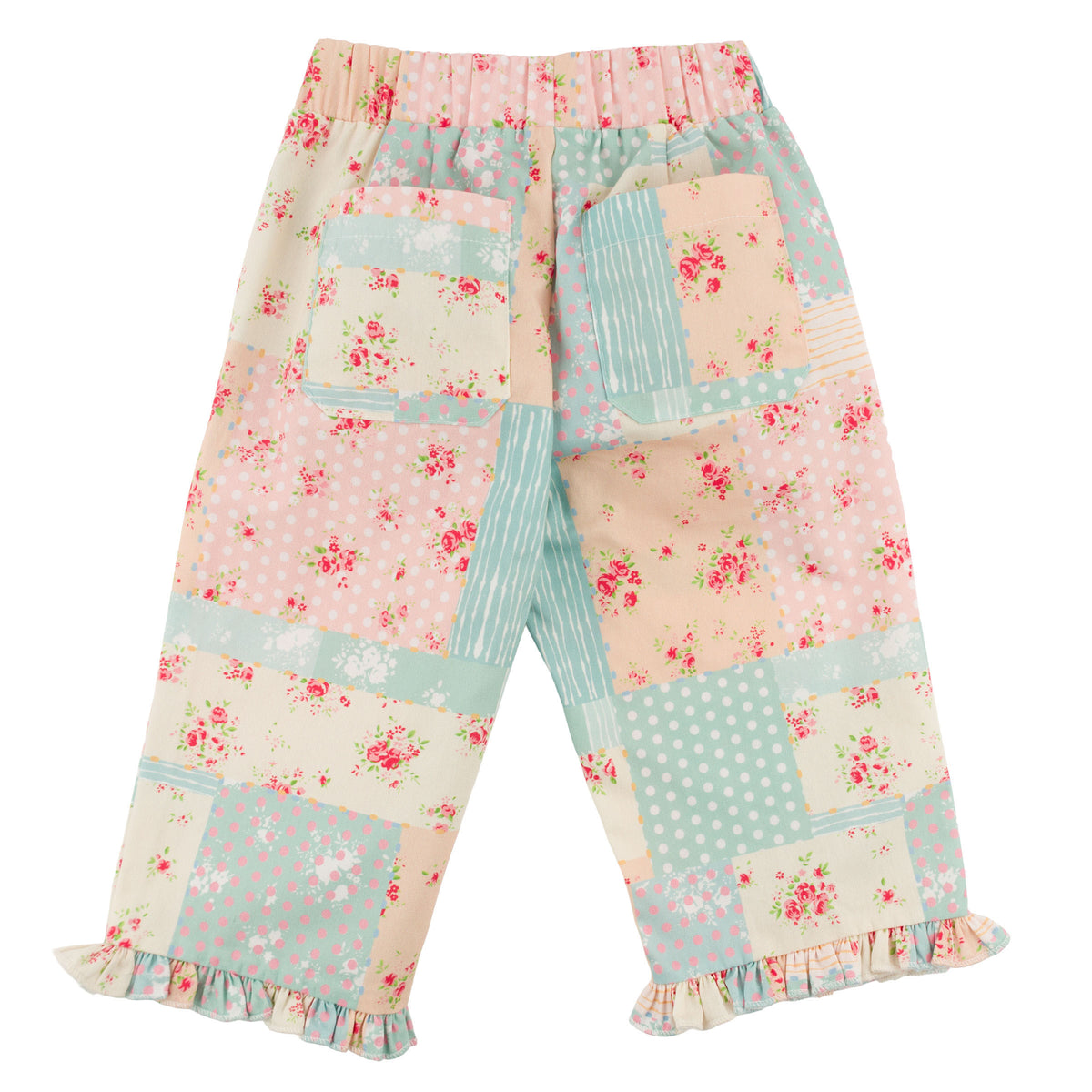 oh baby! Austen Ruffle Pant - Floral Patchwork - Back-pockets