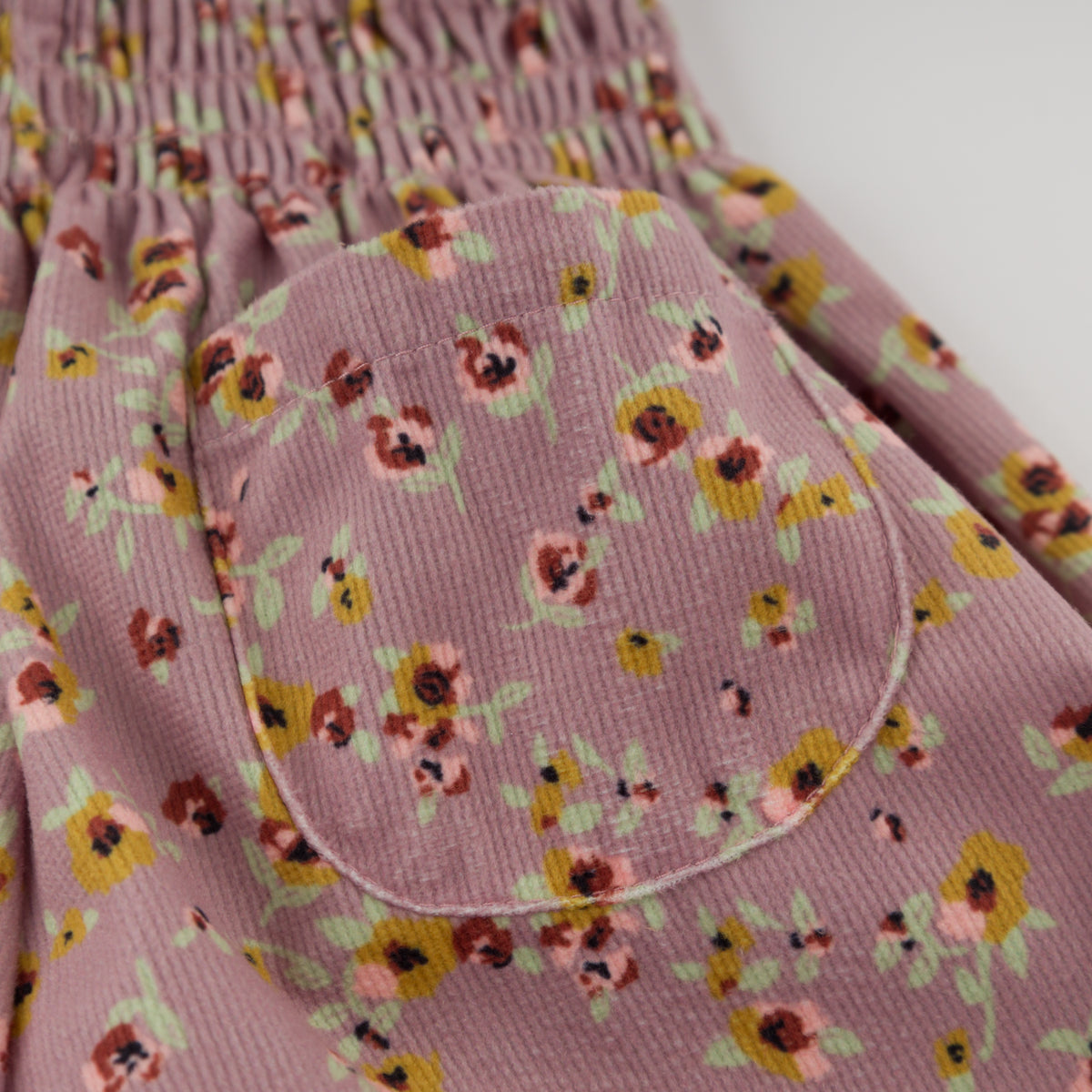 oh baby! Olivia Smocked Pant - Harvest Bloom - Dusty Pink - Pocket