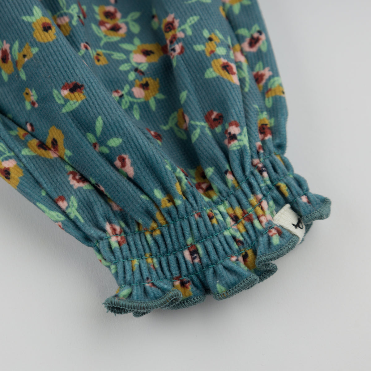 oh baby! Olivia Smocked Pant - Harvest Bloom - Teal - Leg Bottom