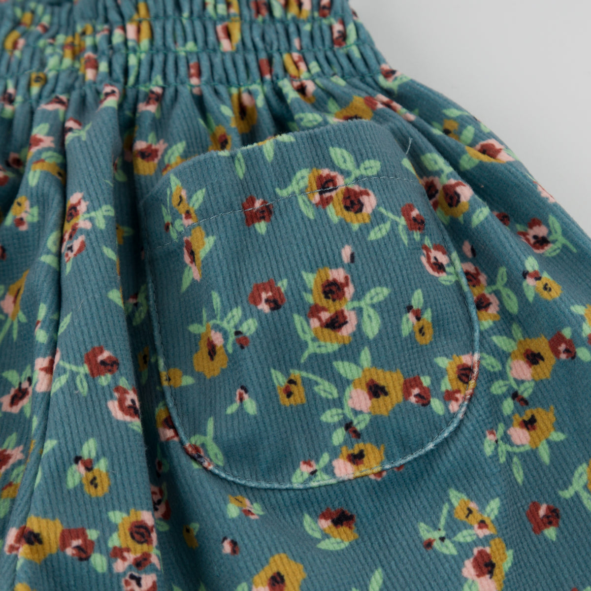 oh baby! Olivia Smocked Pant - Harvest Bloom - Teal - Pocket