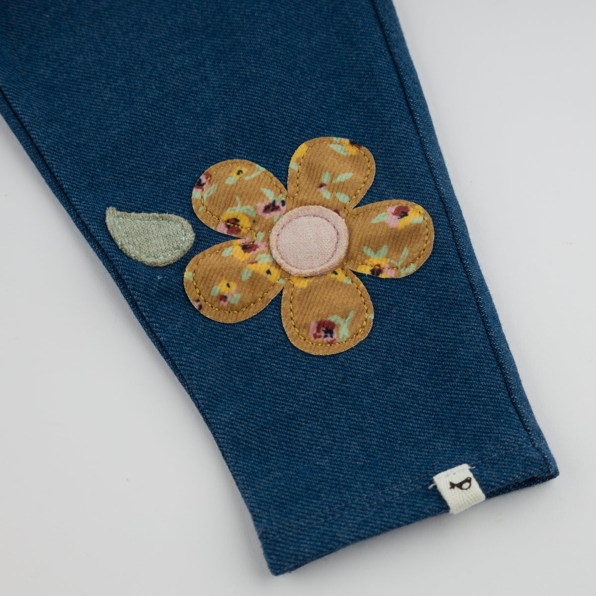 oh baby! Autumn Legging - Harvest Bloom Daisy - Dark Wash - Applique