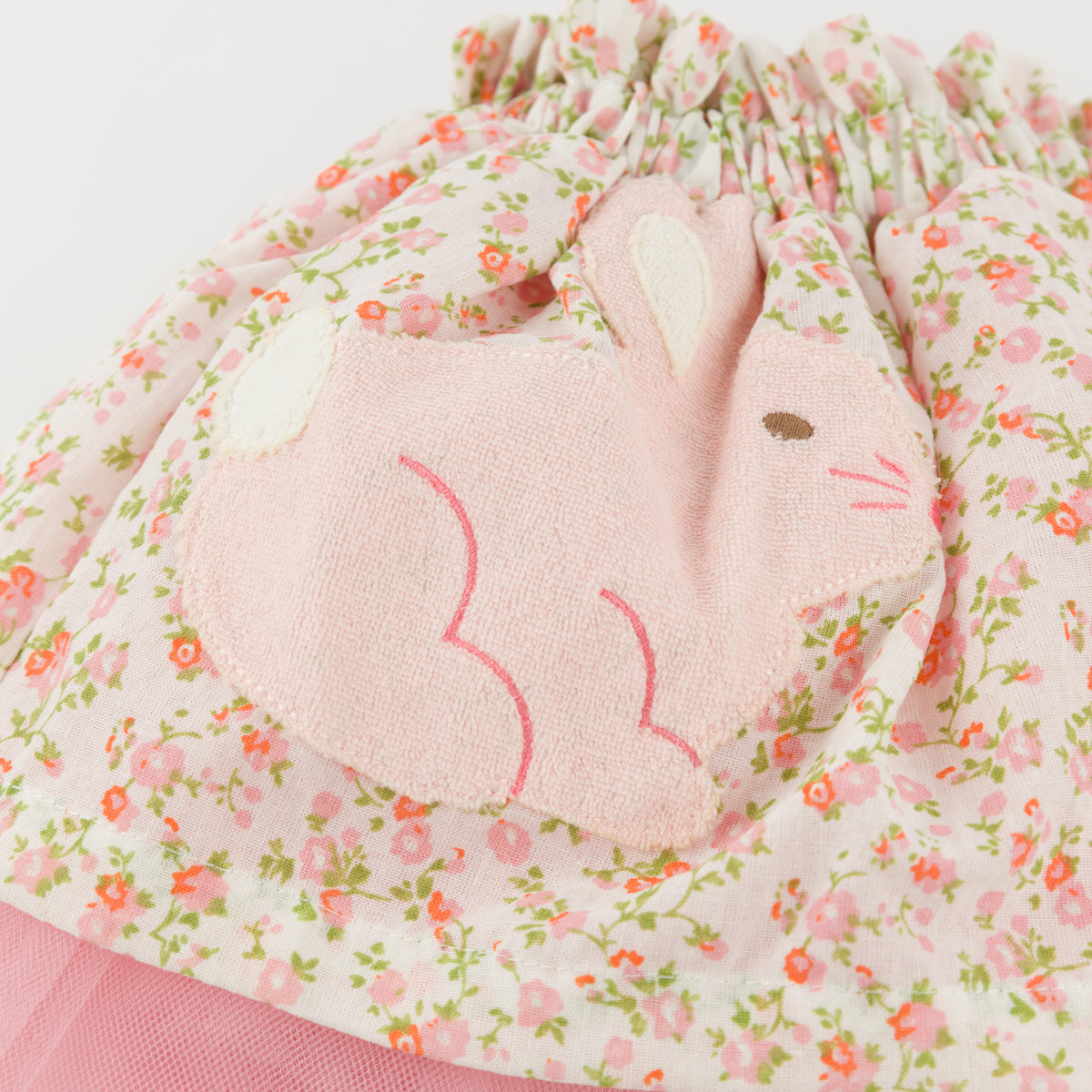 oh baby! Flora Skirt - Poppy Sprig Bunnies Applique - Blush -Applique Close