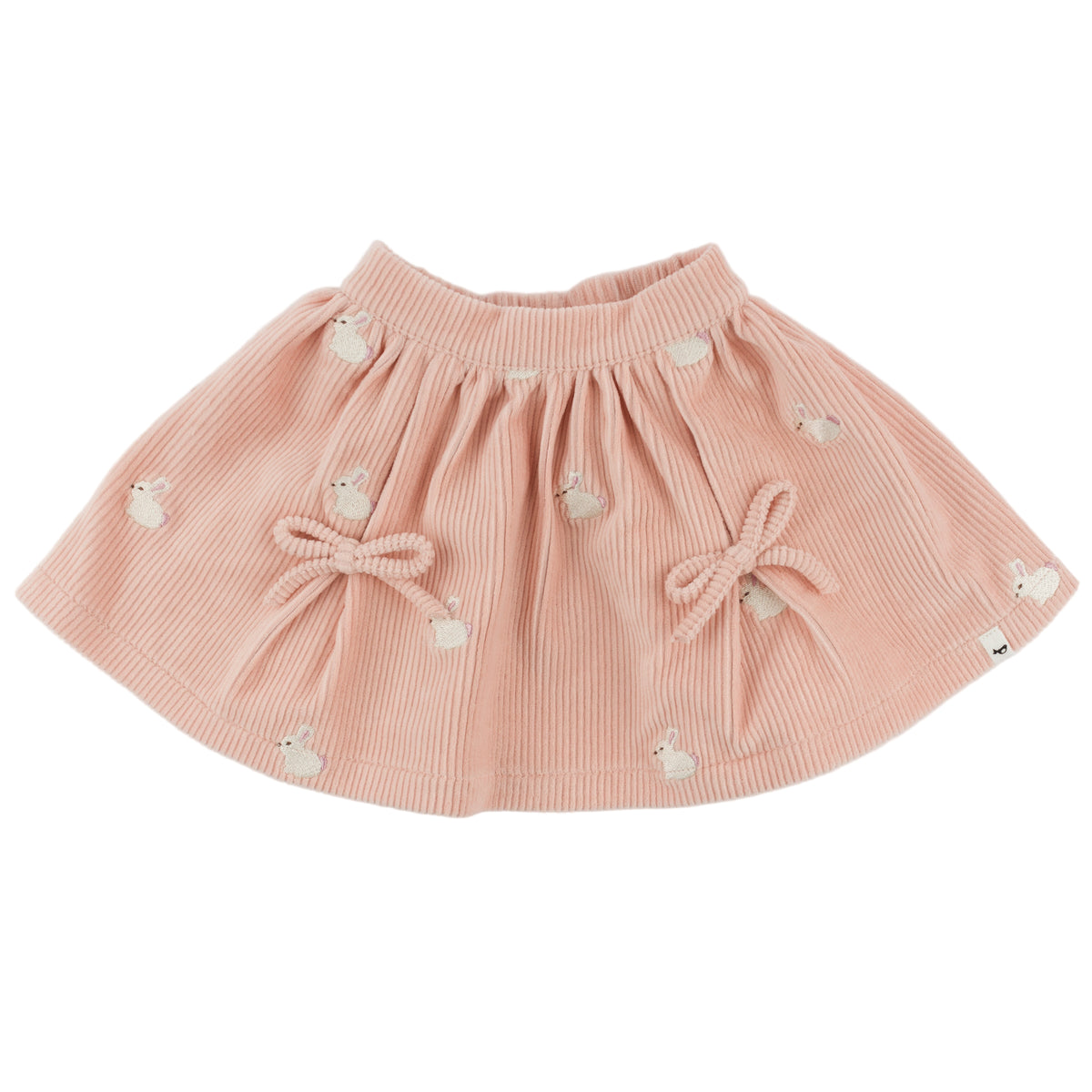 oh baby! Corduroy Pippa Skirt - Embroidered Bunnies - Pale Pink