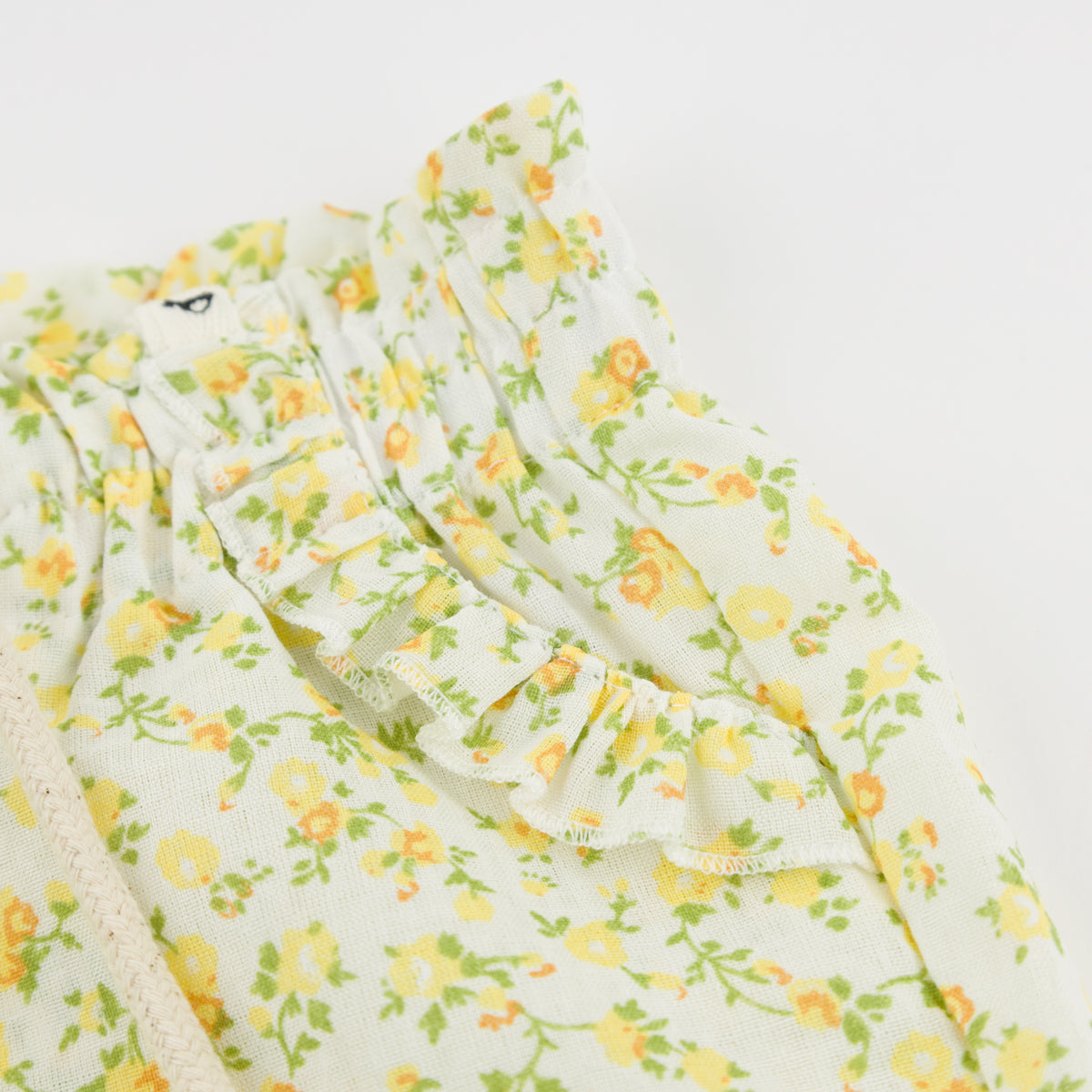 oh baby! Delilah Ruffle Short - Poppy Sprig - Lemon - Close Up