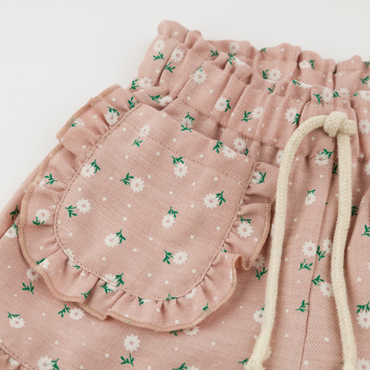 oh baby! Libby Ruffle Short - Sunbursts Flower Print - Blush - Pocket