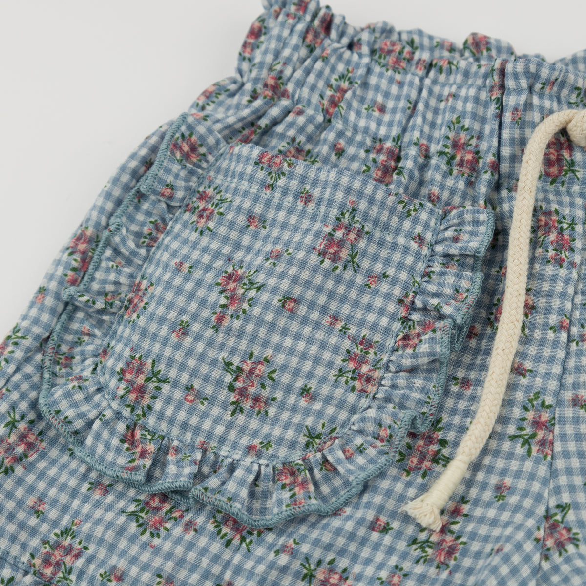 oh baby! Libby Ruffle Short - Dahlia - Denim - Tie