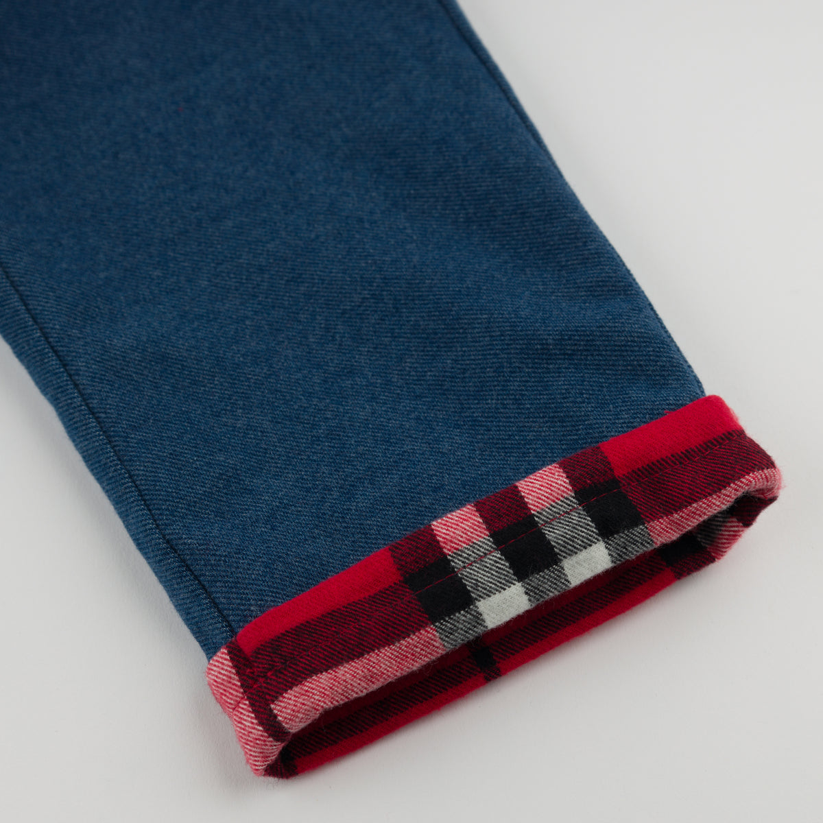 oh baby! Denim Jeans - Red Mini Tartan Lined - Dark Wash - Cuff