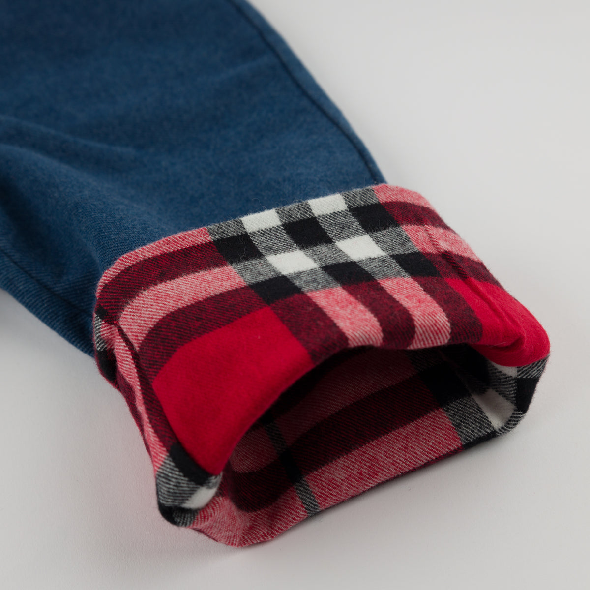 oh baby! Denim Jeans - Red Mini Tartan Lined - Dark Wash - Lining
