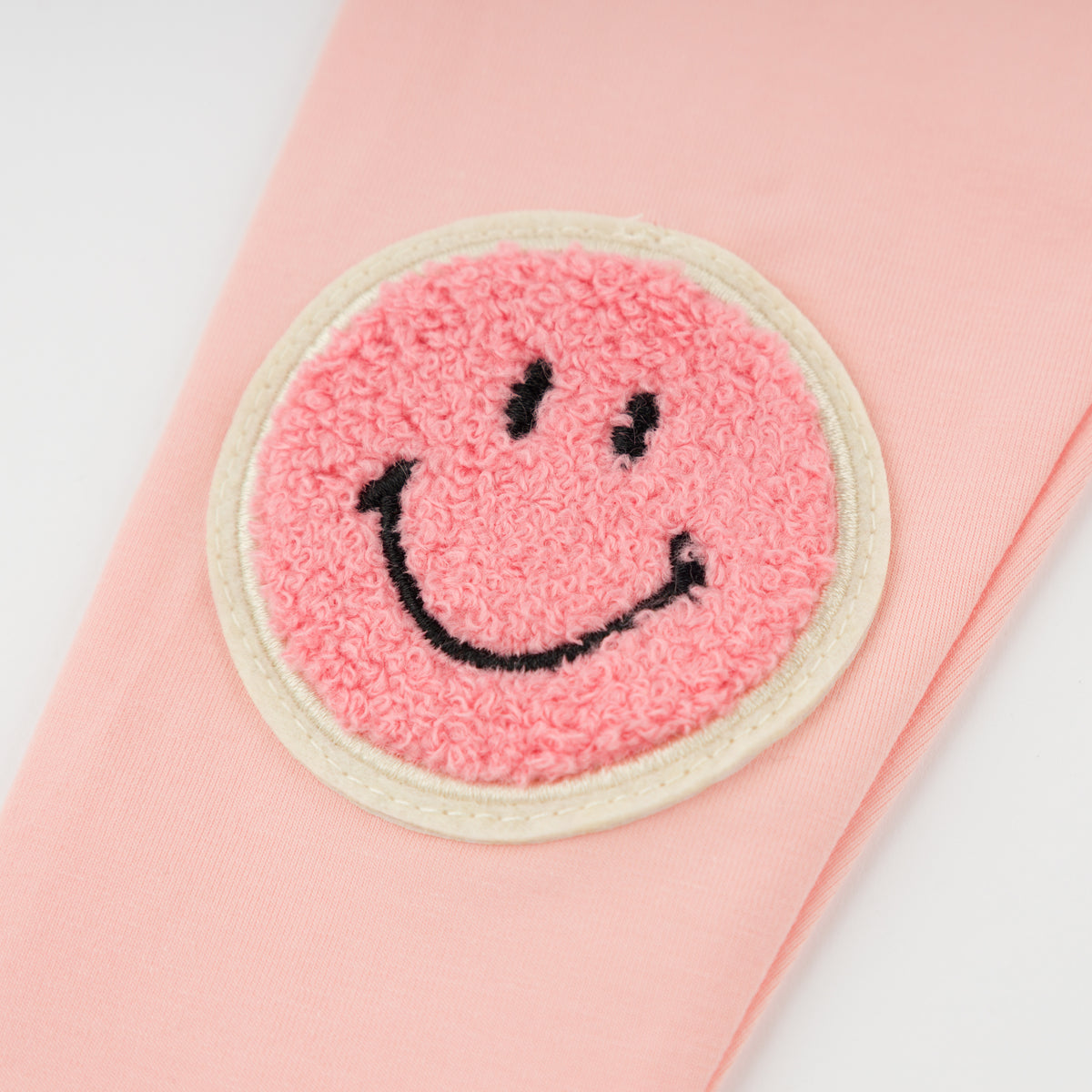 oh baby! Leggings - Smiley Chenille Patch - Pale Pink
