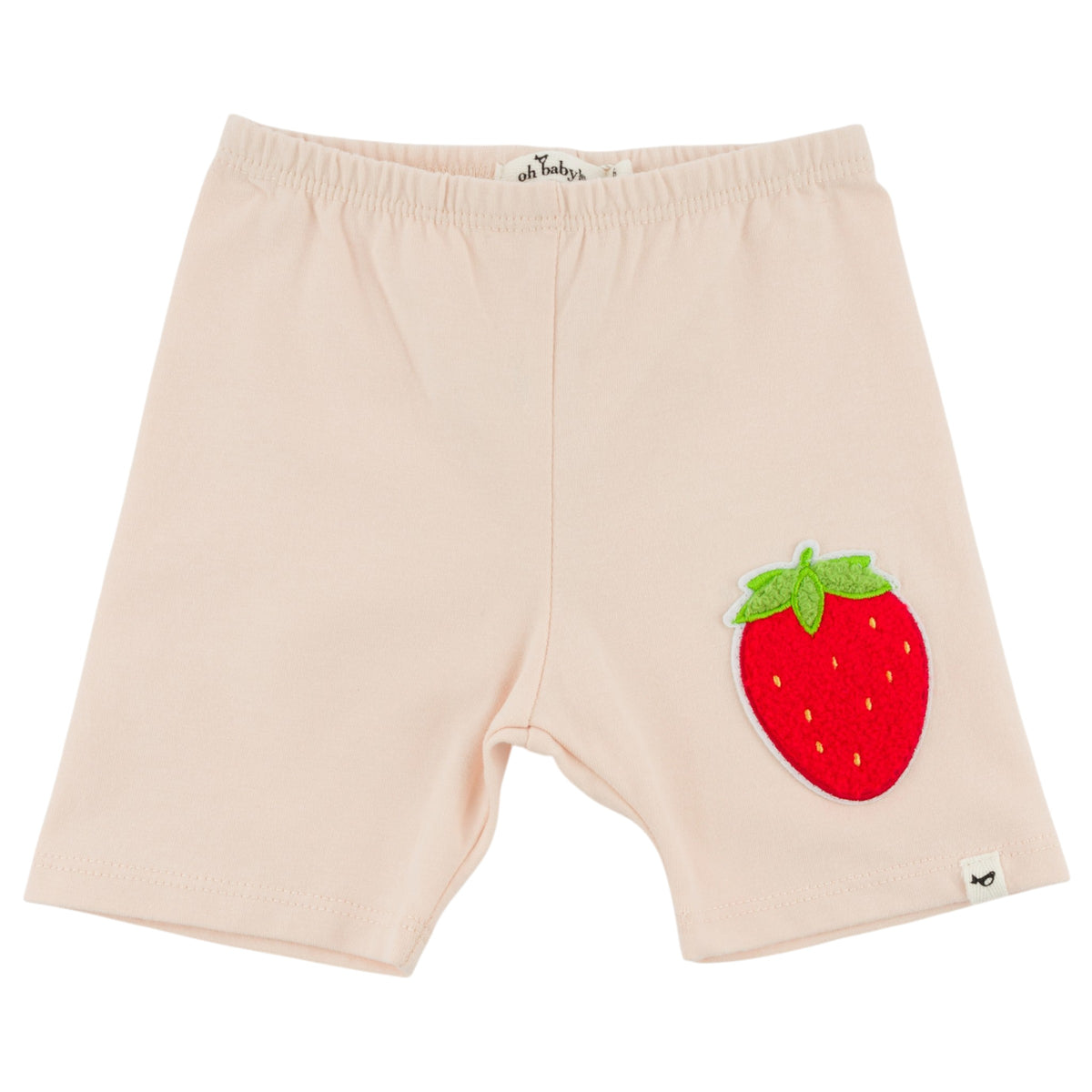 oh baby! Biker Shorts - Strawberry Chenille Patch - Barely Pink