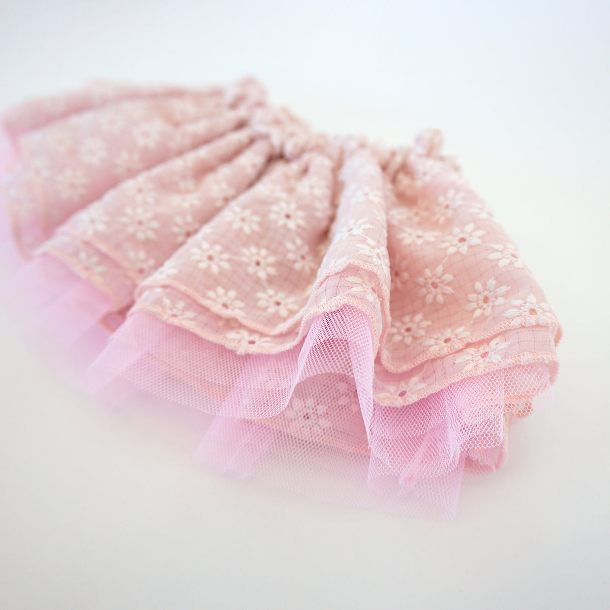 oh baby! Embroidered Daisies Four Layer Tutu Skirt - Pale Pink
