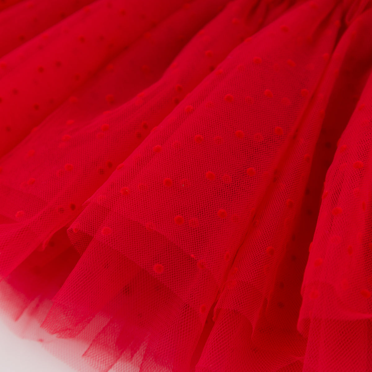 oh baby! Velvet Mini Dot Mesh Four Layer Tutu Skirt - Ruby - closeup