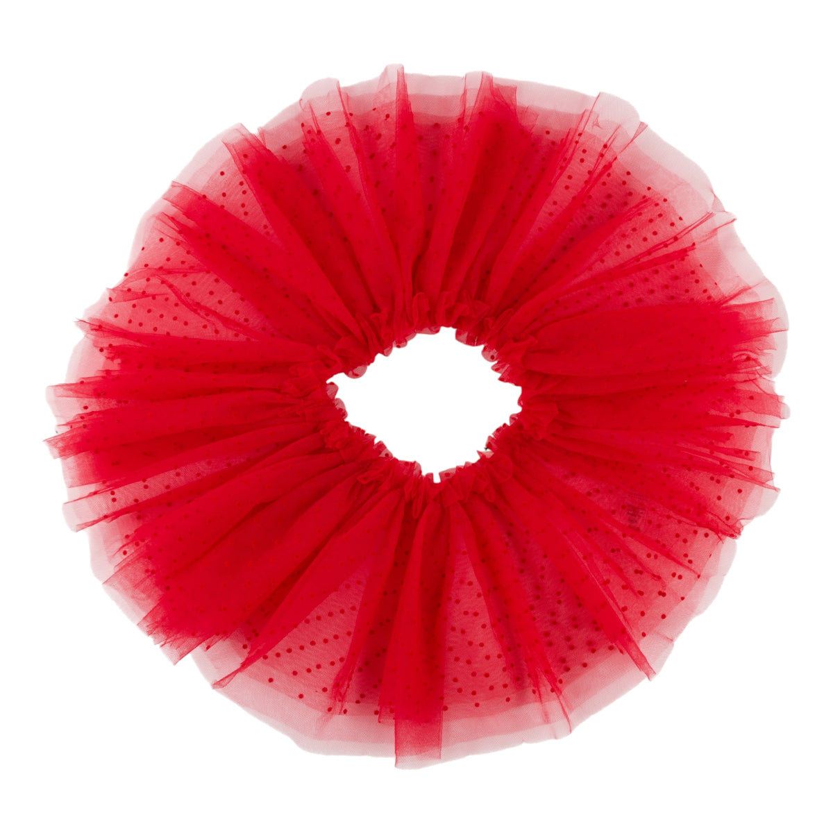 oh baby! Velvet Mini Dot Mesh Four Layer Tutu Skirt - Ruby - top down