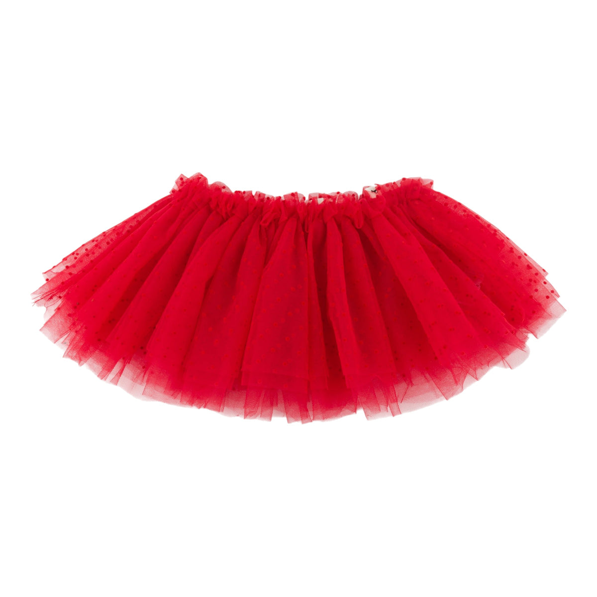oh baby! Velvet Mini Dot Mesh Four Layer Tutu Skirt - Ruby - front