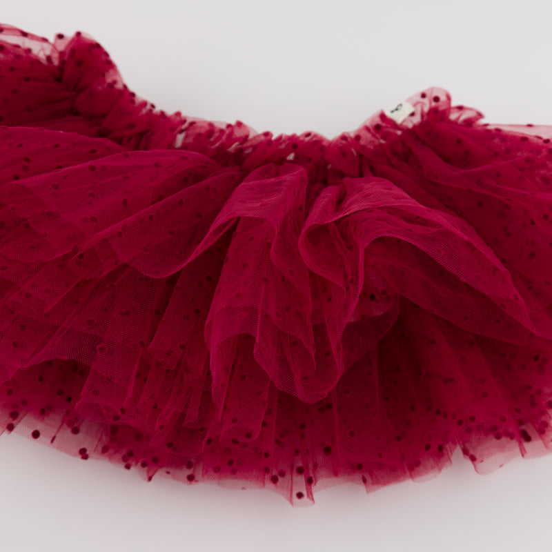 oh baby! Velvet Mini Dot Mesh Four Layer Tutu Skirt - Vintage Berry - Layers