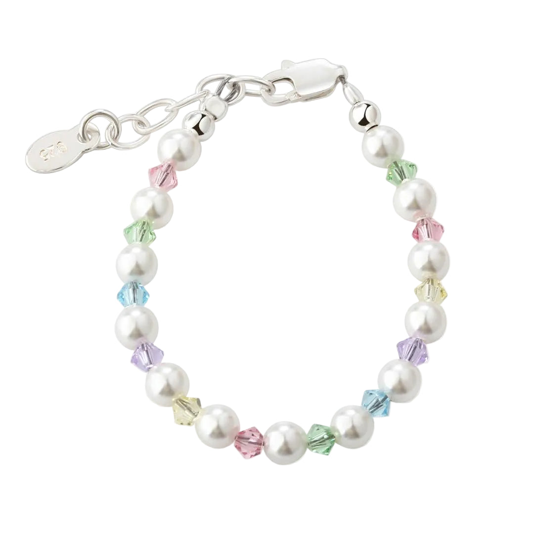 Sterling Silver Child's Bracelet - Multi Crystal Pearl