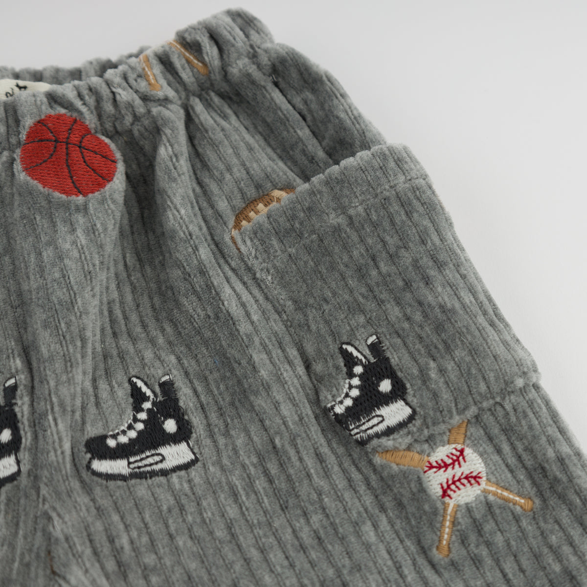 oh baby! Side Pocket Pant - Embroidered Sports - Heather Gray - Pocket