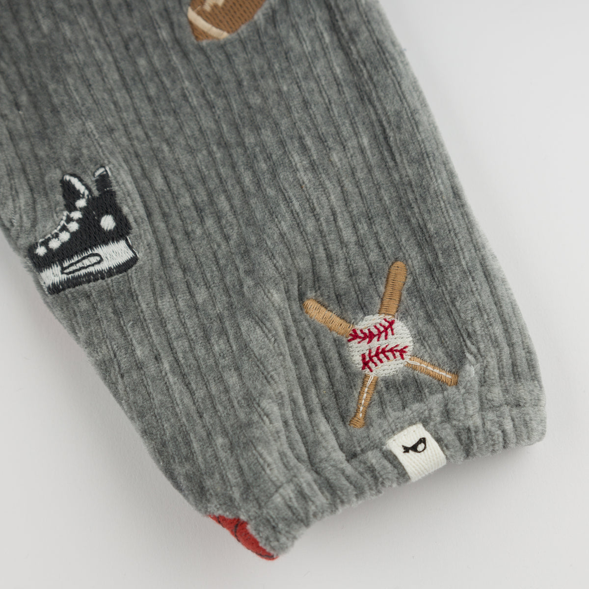 oh baby! Side Pocket Pant - Embroidered Sports - Heather Gray - Elastic Bottom with Logo