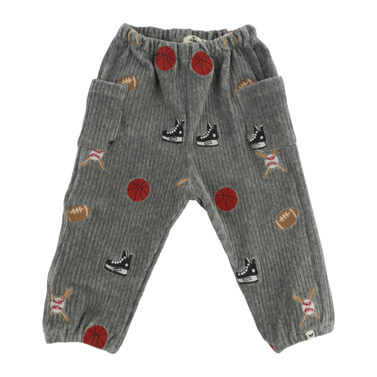 oh baby! Side Pocket Pant - Embroidered Sports - Heather Gray