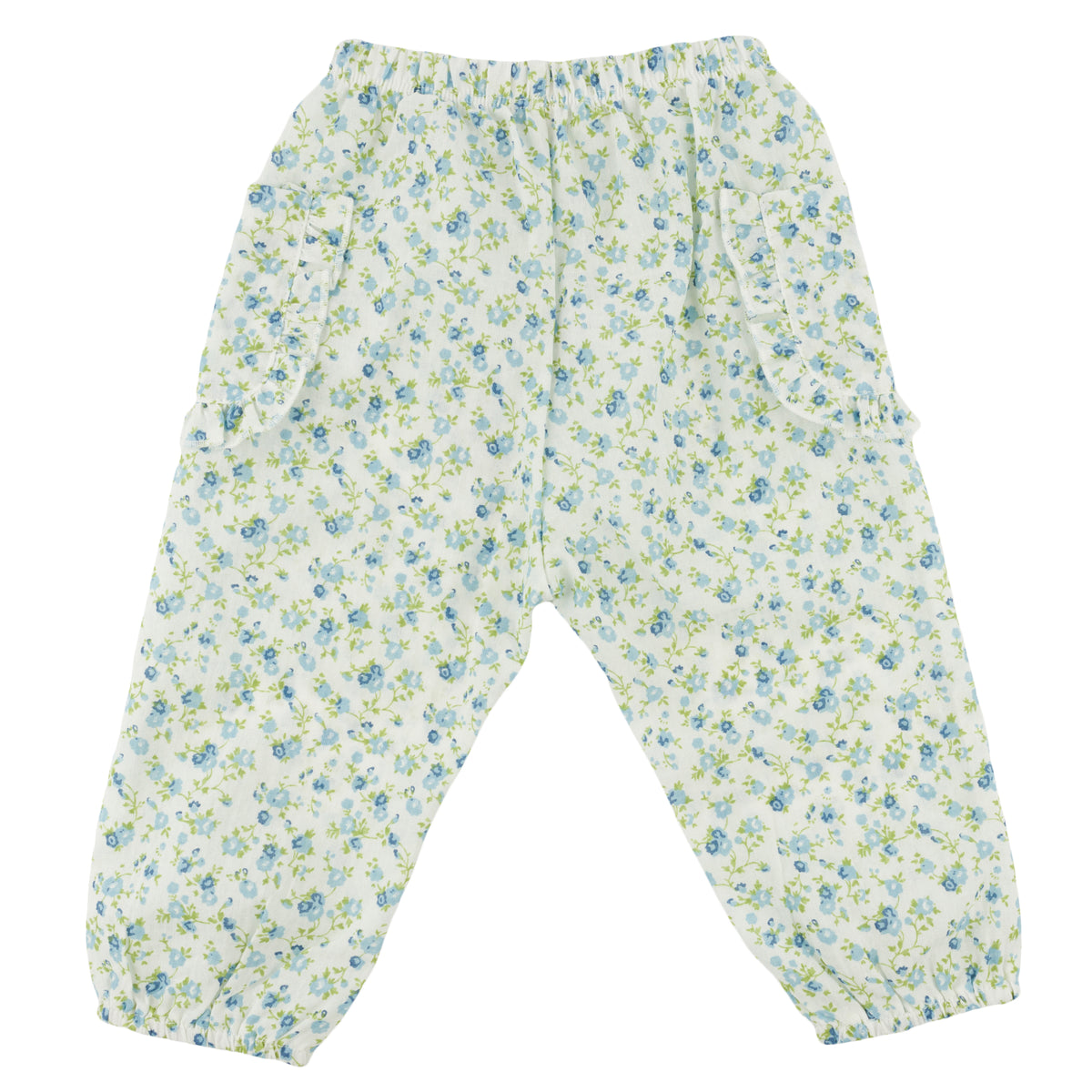 oh baby! Ruffle Side Pocket Pant - Poppy Sprig - Sky Blue - back