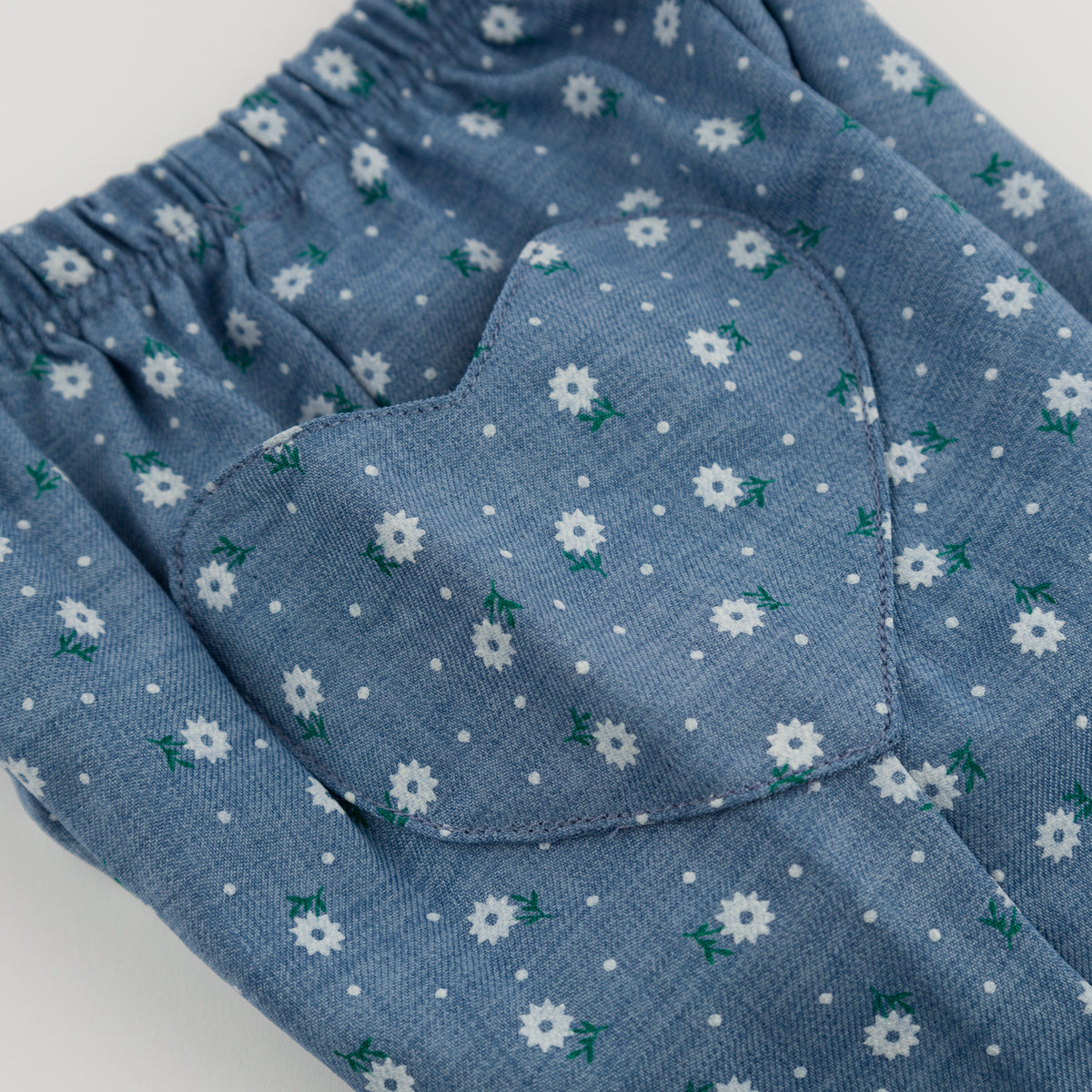 oh baby! Heart Side Pocket Pant - Sunburst Flower Print - Denim - Pocket