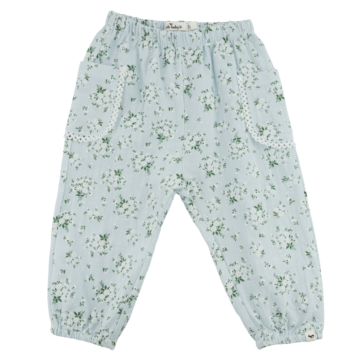 oh baby! Side Pocket Pant - Apple Blossom -  Sky Blue