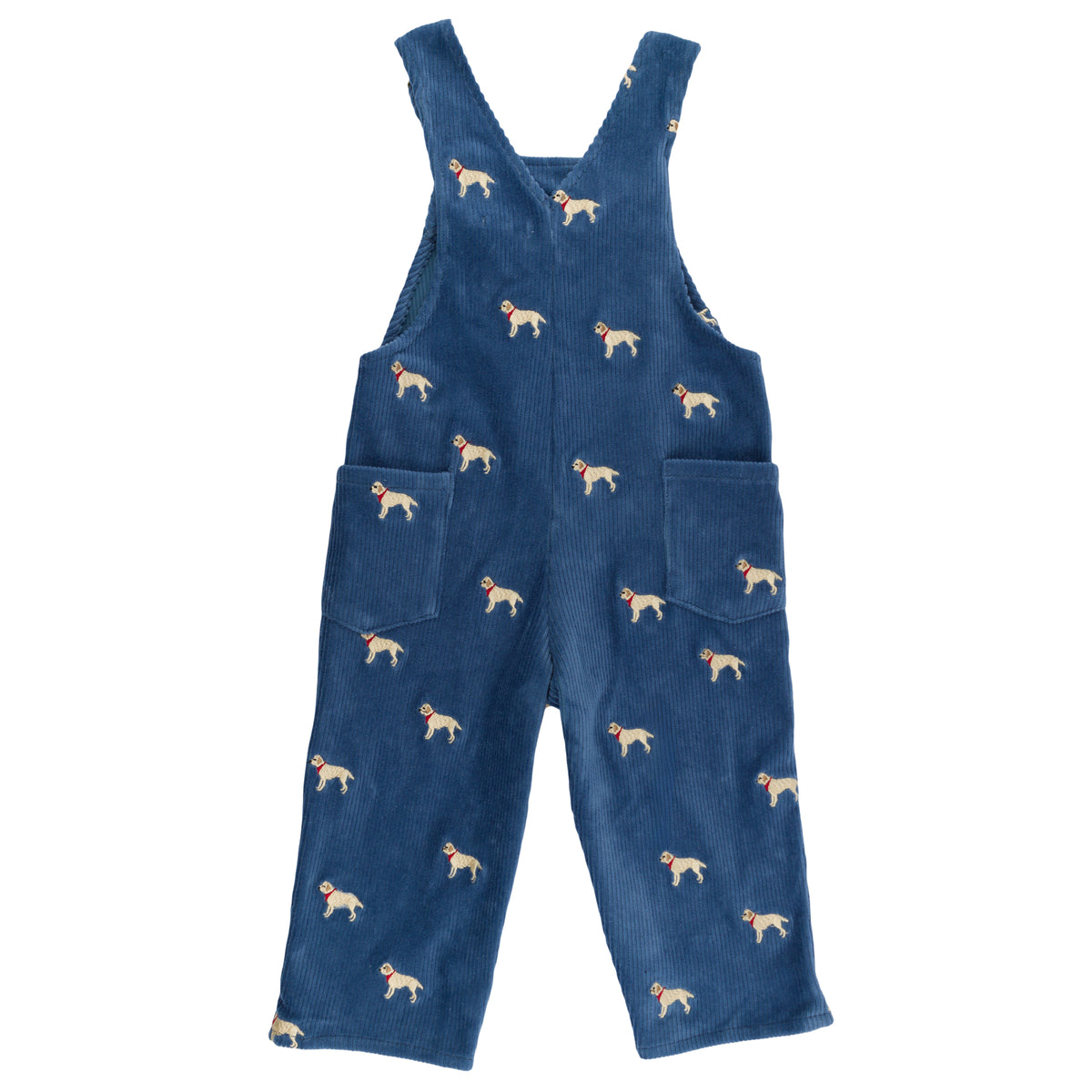oh baby! Corduroy Bib Overalls - Labs Embroidered - Denim - Back
