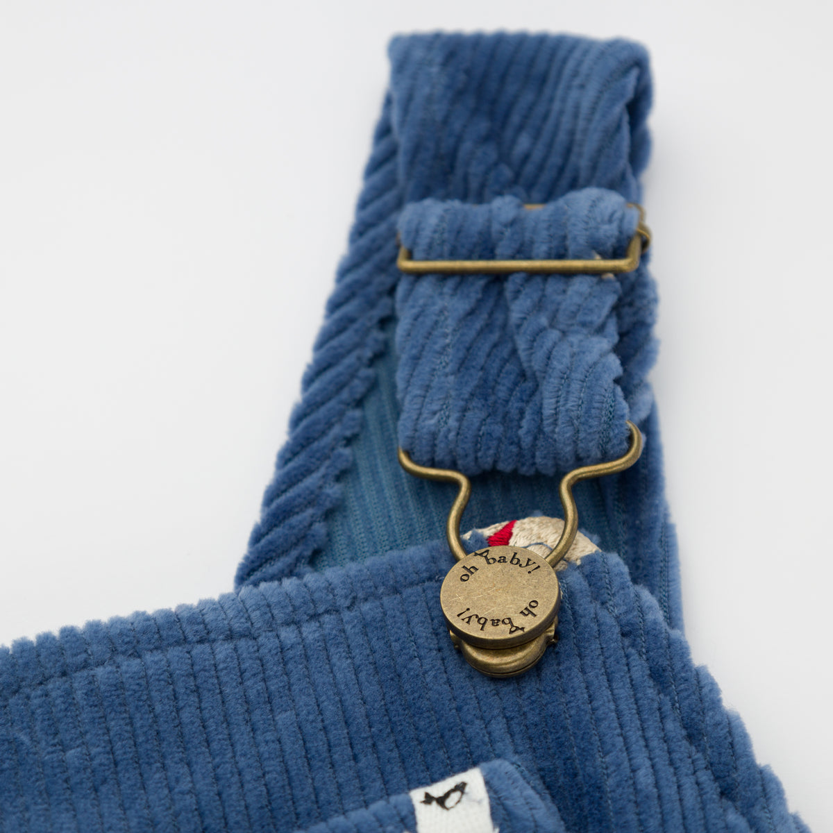oh baby! Corduroy Bib Overalls - Labs Embroidered - Denim - Strap