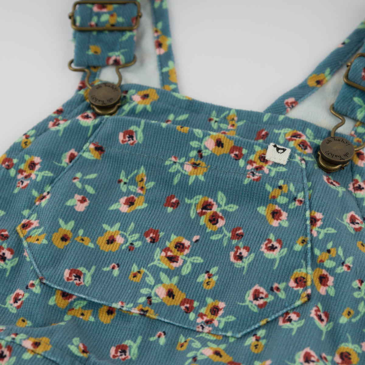 oh baby! Overalls - Harvest Bloom - Teal - Close Up Front