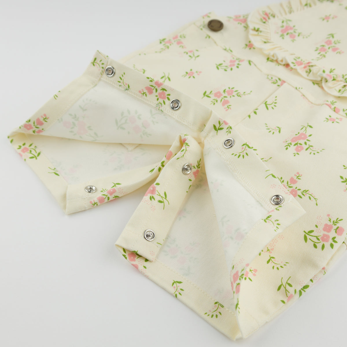 oh baby! Shortalls - Vintage Floral - Pale Pink - Snaps