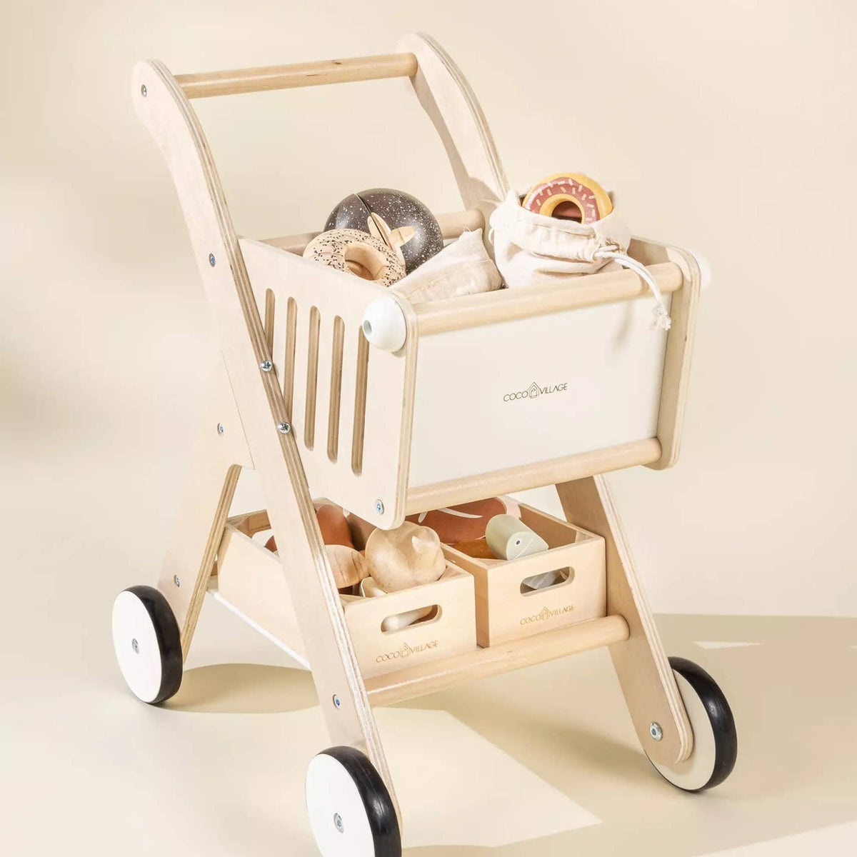 Wooden Shopping Cart - Full Cart