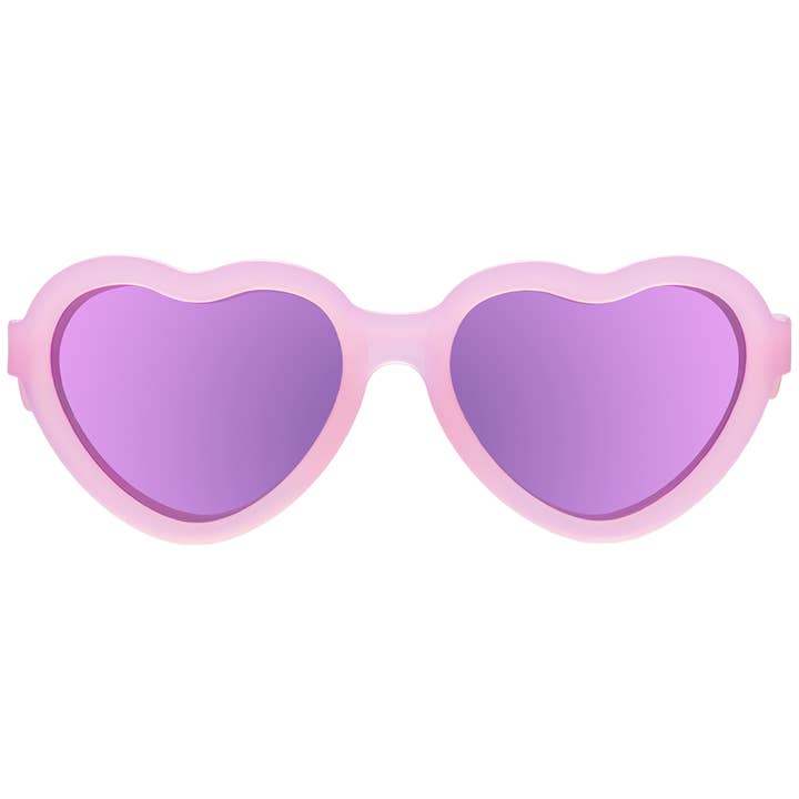 Babiators Frosted Pink Heart Sunglasses with Purple Polarized Mirrored Lenses - Front