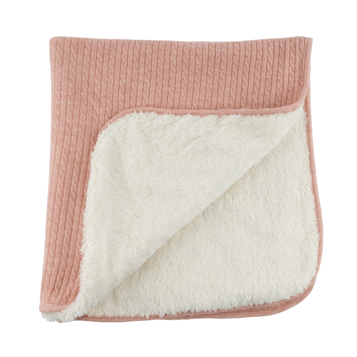 oh baby! Cable Knit Snowdrift Blanket - Pale Pink - Inside Lining
